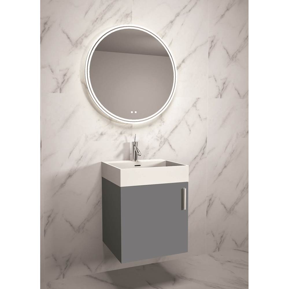Madeli - Madeli Compact 20'' Wall Hung Vanity Cabinet Studio Grey/HW: Polished Chrome(PC) - Studio Gray With Polished Chrome