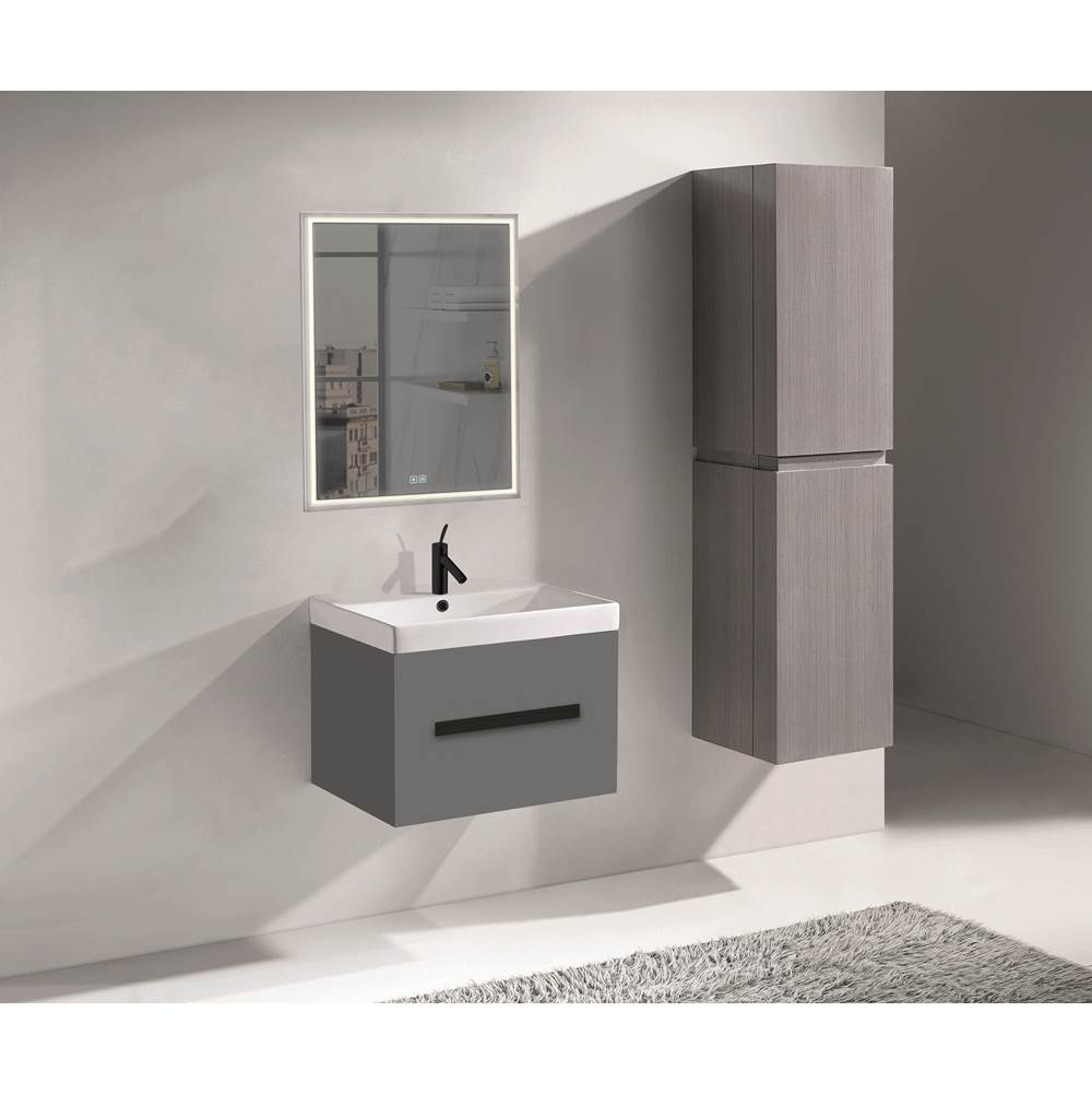 Madeli - Madeli Vogue 24'' Wall Hung Vanity Cabinet Studio Grey/HW: Matte Black(MB) - Studio Gray With Matte Black