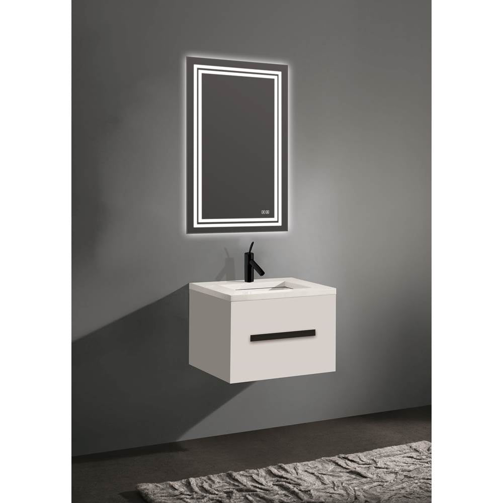 Madeli - Madeli Vogue 24'' Wall Hung Vanity Cabinet White/HW: Matte Black(MB) - White With Matte Black