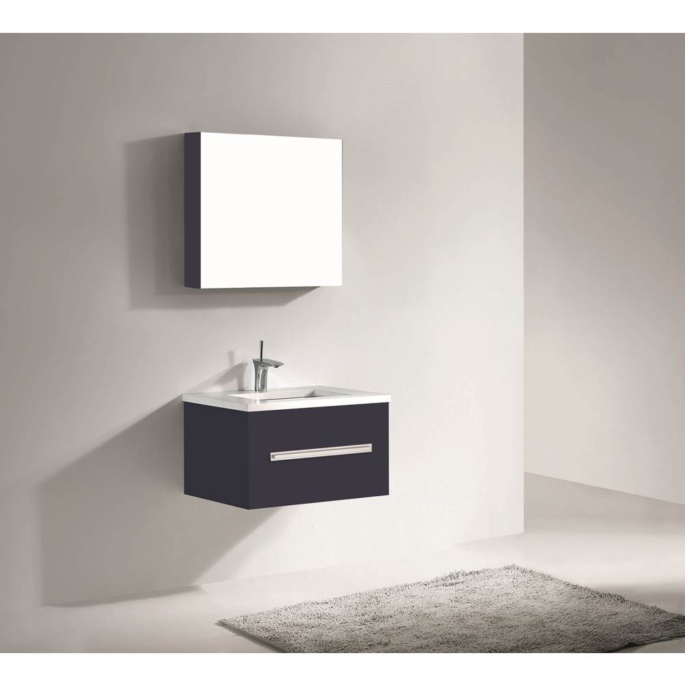 Madeli - Madeli Vogue 30'' Wall Hung Vanity Cabinet Sapphire/HW: Polished Nickel(PN) - Sapphire With Polished Nickel