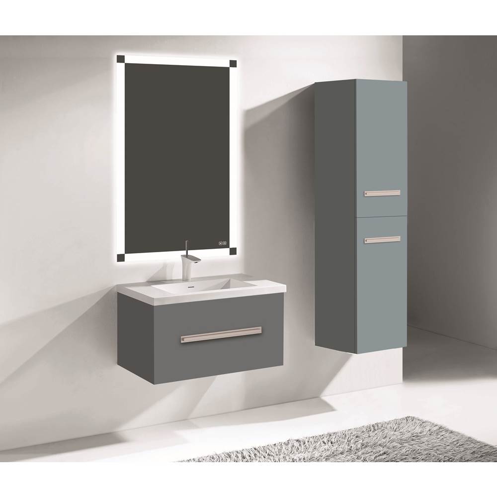 Madeli - Madeli Vogue 30'' Wall Hung Vanity Cabinet Studio Grey/HW: Polished Chrome(PC) - Studio Gray With Polished Chrome