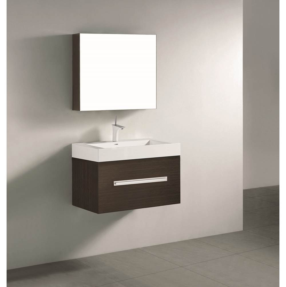 Madeli - Madeli Vogue 30'' Wall Hung Vanity Cabinet Walnut/HW: Brushed Nickel(BN) - Walnut With Brushed Nickel