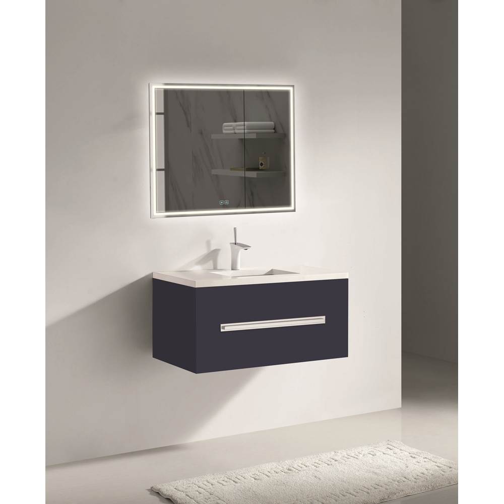 Madeli - Madeli Vogue 36'' Wall Hung Vanity Cabinet Sapphire/HW: Polished Chrome(PC) - Sapphire With Polished Chrome