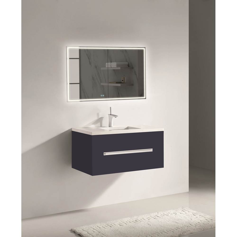 Madeli - Madeli Vogue 42'' Wall Hung Vanity Cabinet Sapphire/HW: Polished Chrome(PC) - Sapphire With Polished Chrome