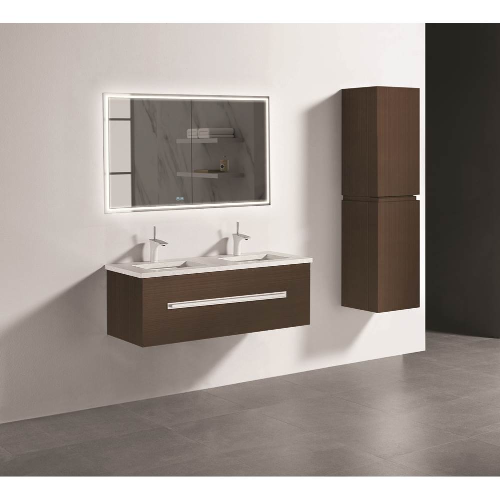 Madeli - Madeli Vogue 48D'' Wall Hung Vanity Cabinet Walnut/HW: Satin Brass(SB) - Walnut With Satin Brass