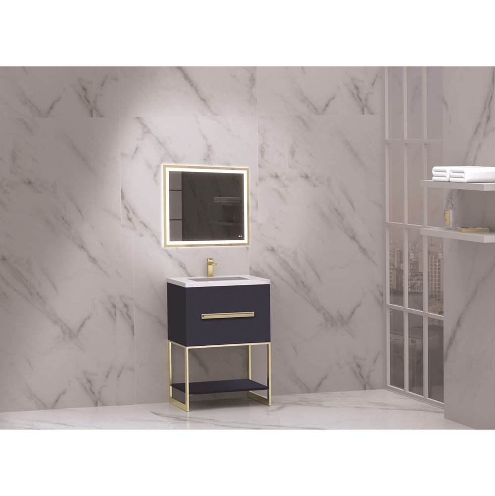 Madeli - Madeli Loft 24'' Free Standing Vanity Cabinet Sapphire/HW: Polished Nickel (PN) - Sapphire With Polished Nickel