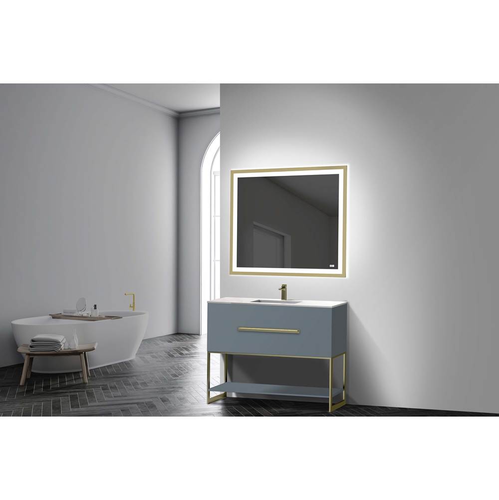 Madeli - Madeli Loft 42'' Free Standing Vanity Cabinet Studio Grey/HW: Satin Brass(SB) - Studio Gray With Satin Brass