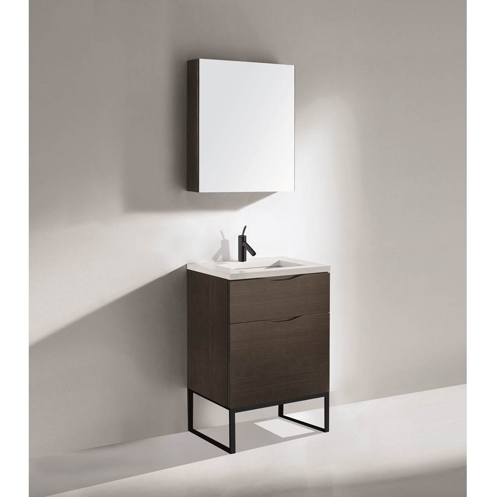 Madeli - Madeli Milano 24'' Free Standing Vanity Cabinet Walnut/HW: Matte Black(MB) - Walnut With Matte Black