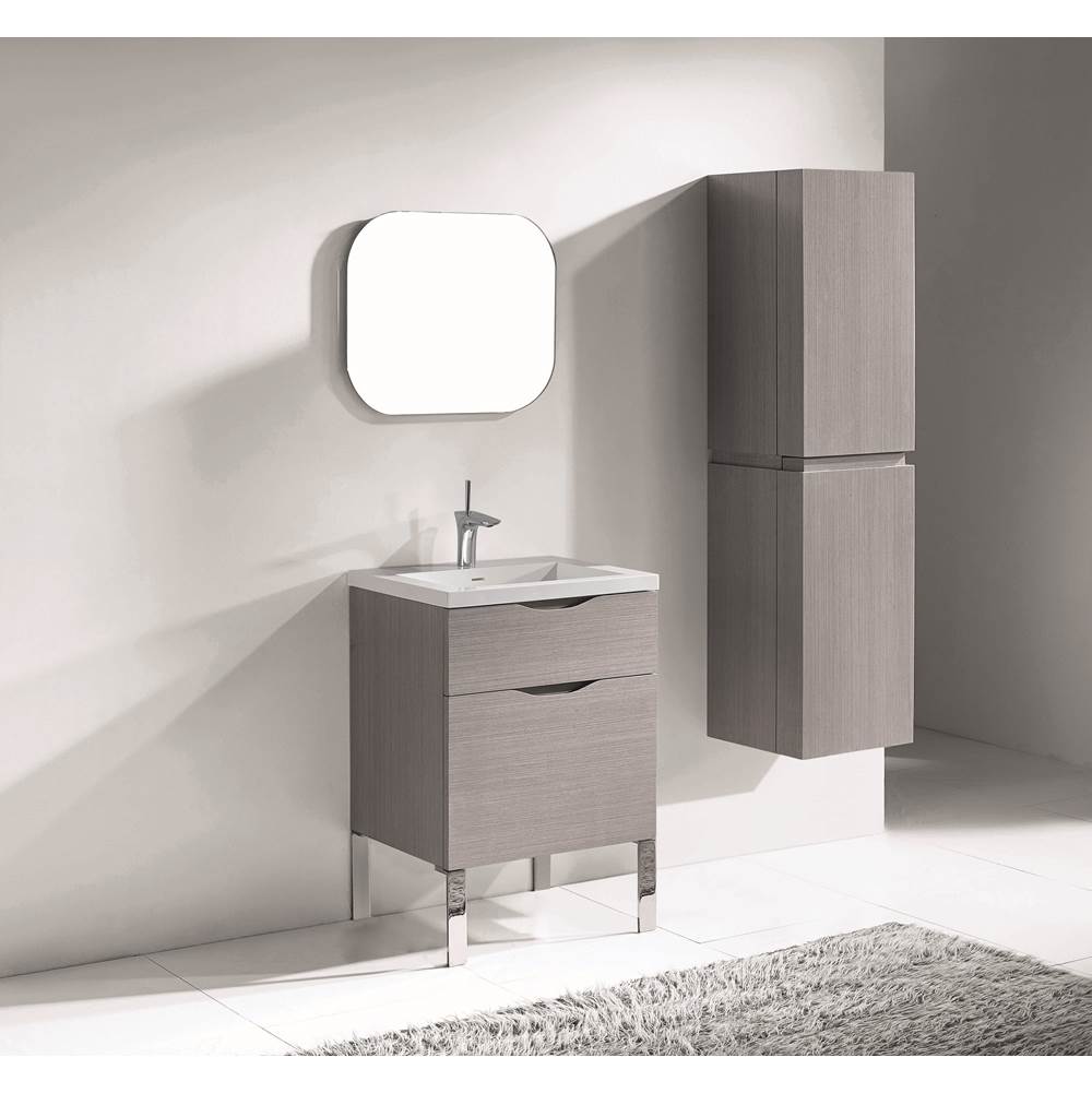 Madeli - Madeli Milano 24'' Free Standing Vanity Cabinet Ash Grey/HW: Brushed Nickel(BN) - Ash Gray With Brushed Nickel