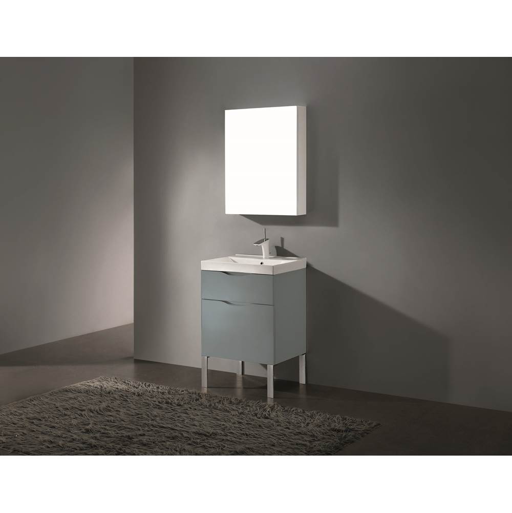 Madeli - Madeli Milano 24'' Free Standing Vanity Cabinet Studio Grey/HW: Brushed Nickel(BN) - Studio Gray With Brushed Nickel
