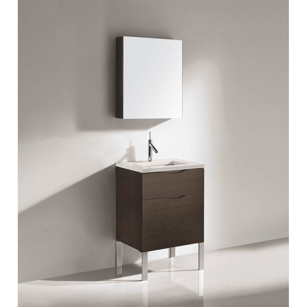 Madeli - Madeli Milano 24'' Free Standing Vanity Cabinet Walnut/HW: Polished Nickel(PN) - Walnut With Polished Nickel
