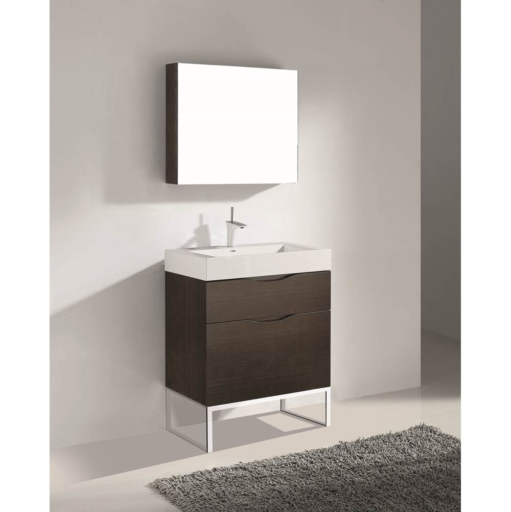 Madeli - Madeli Milano 30'' Free Standing Vanity Cabinet Walnut/HW: Brushed Nickel(BN) - Walnut With Brushed Nickel