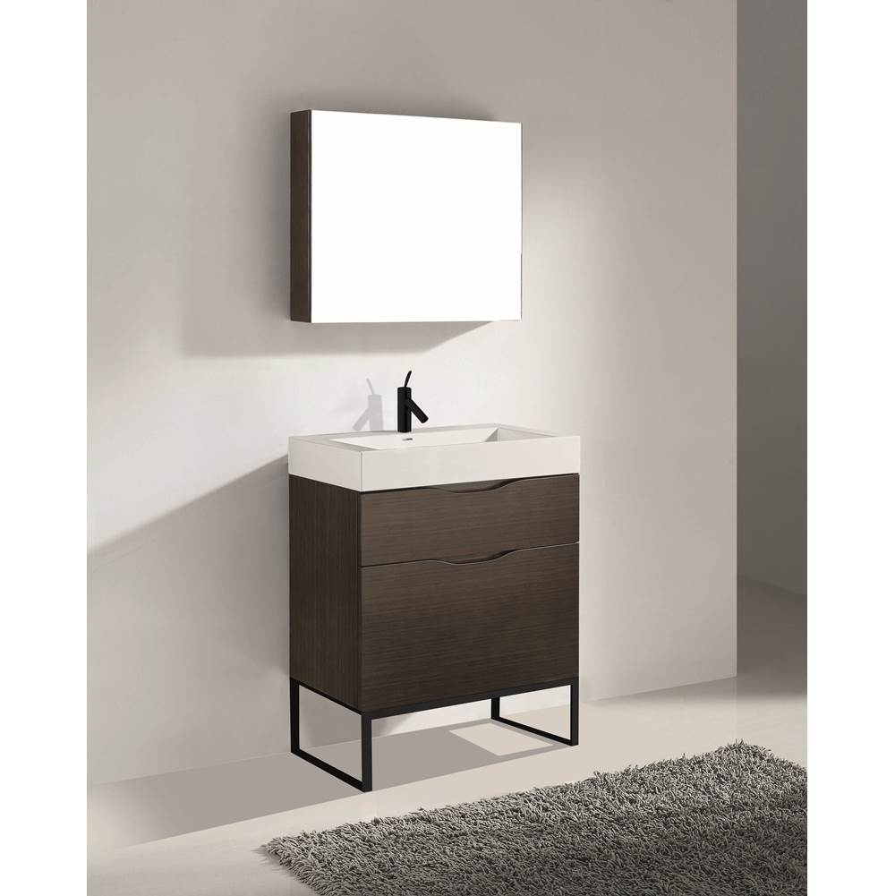 Madeli - Madeli Milano 30'' Free Standing Vanity Cabinet Walnut/HW: Matte Black(MB) - Walnut With Matte Black