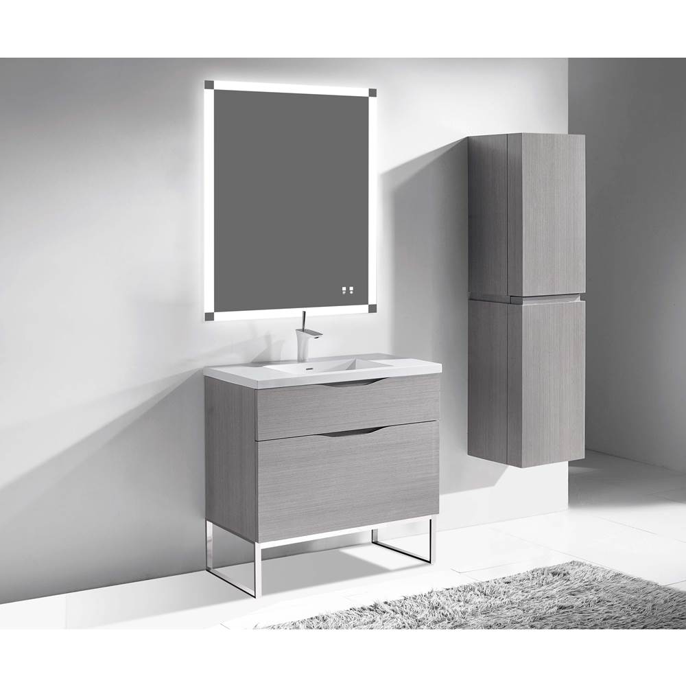 Madeli - Madeli Milano 36'' Free Standing Vanity Cabinet Ash Grey/HW: Brushed Nickel(BN) - Ash Gray With Brushed Nickel