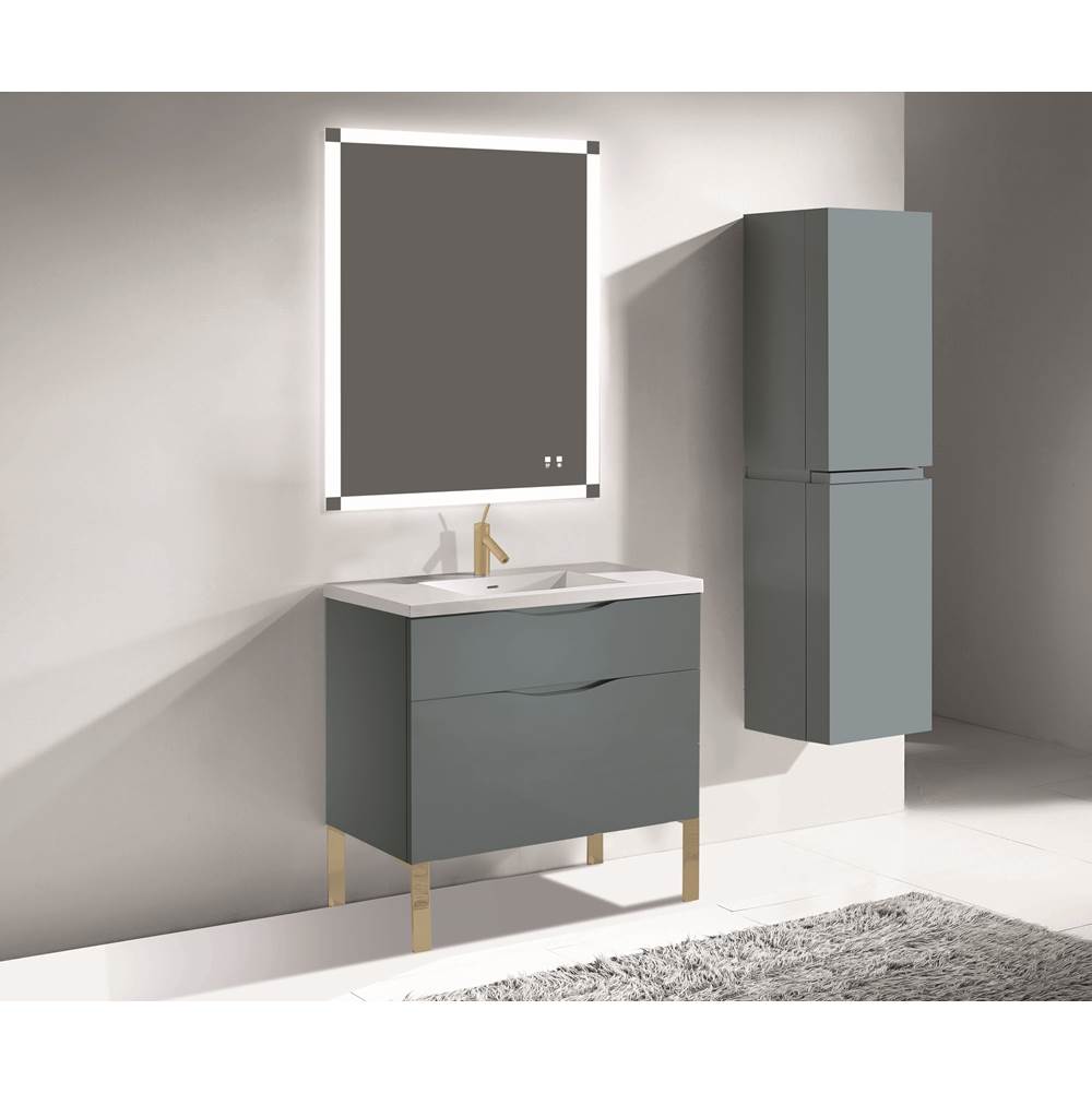 Madeli - Madeli Milano 36'' Free Standing Vanity Cabinet Studio Grey/HW: Satin Brass(SB) - Studio Gray With Satin Brass