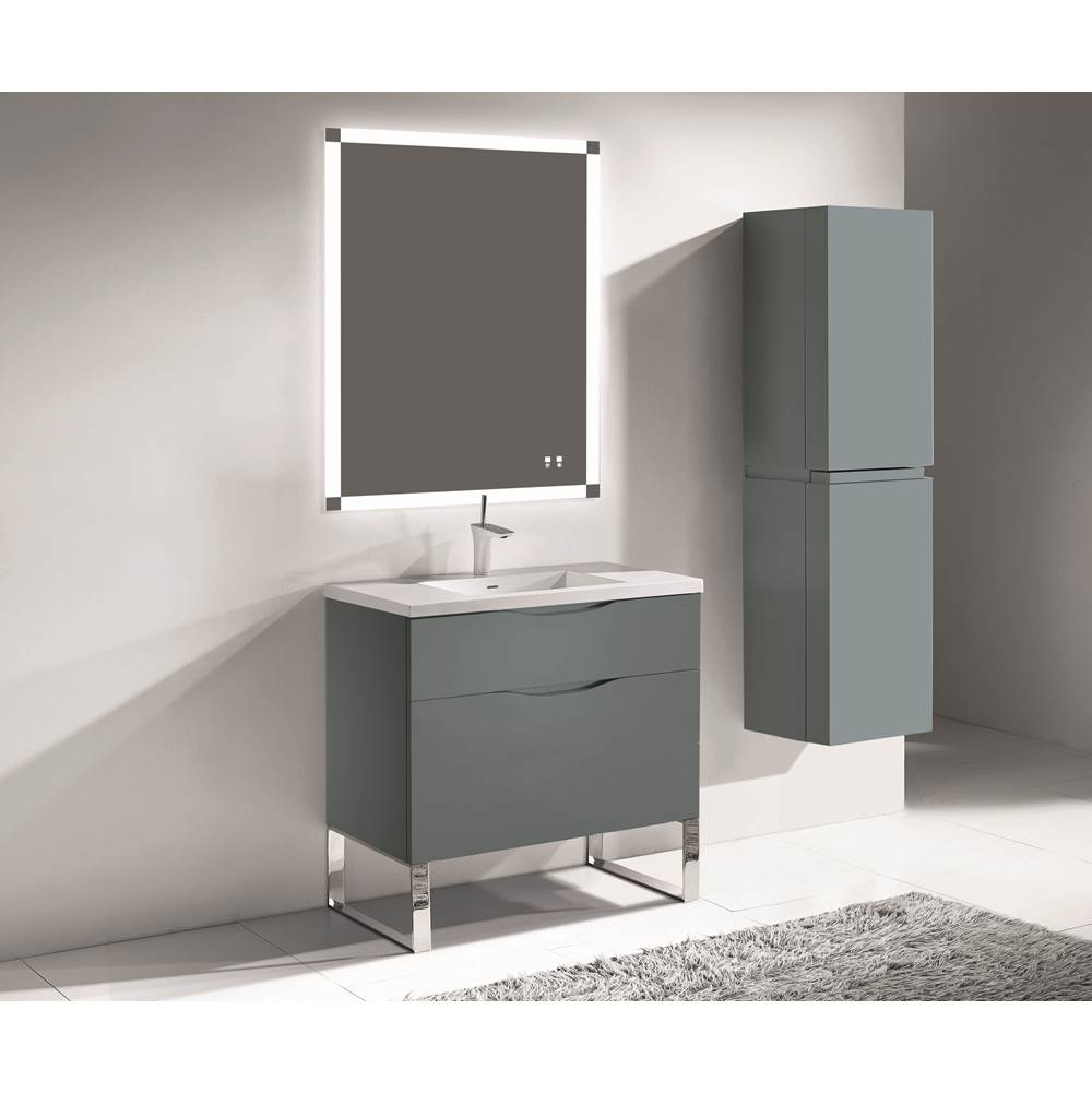 Madeli - Madeli Milano 36'' Free Standing Vanity Cabinet Studio Grey/HW: Brushed Nickel(BN) - Studio Gray With Brushed Nickel