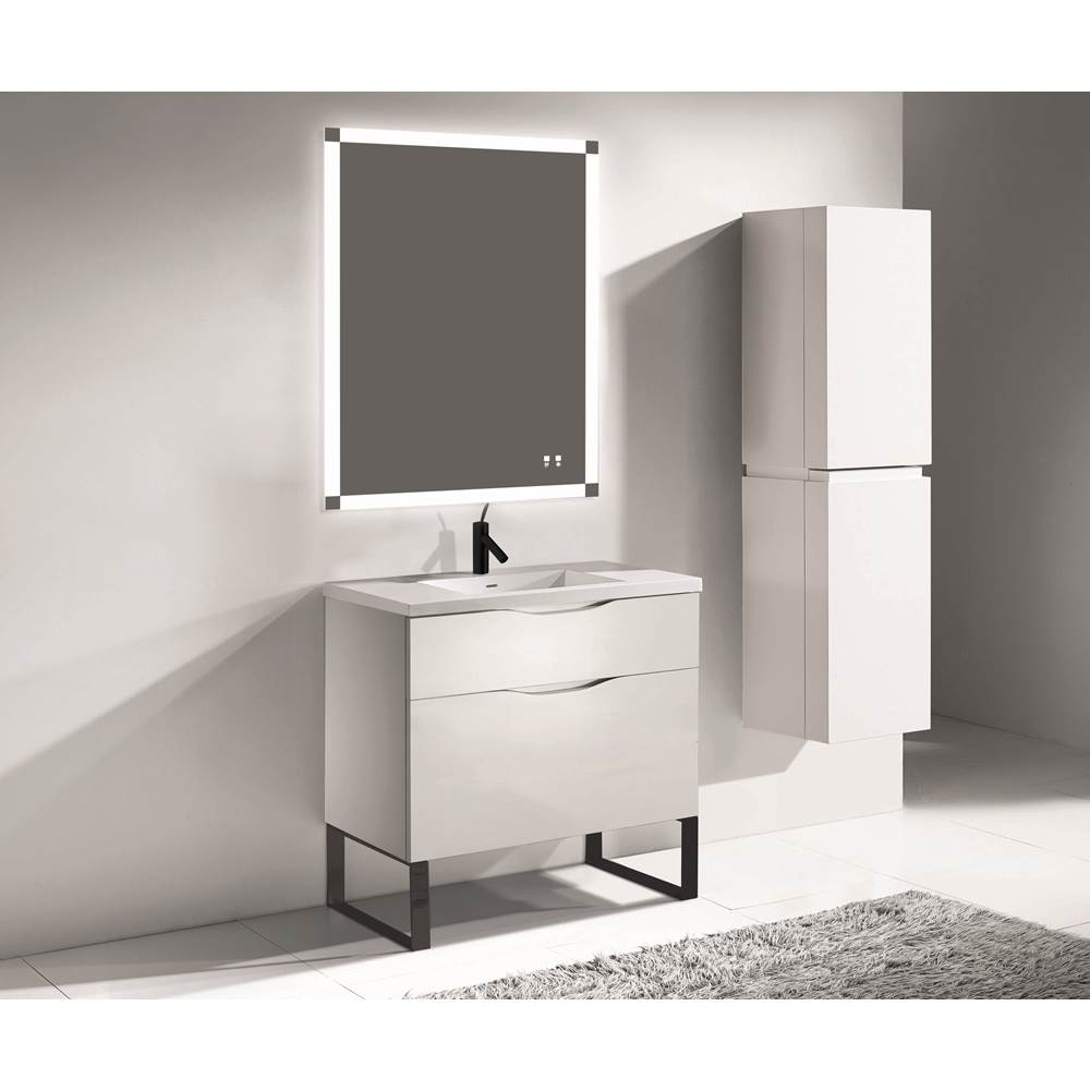 Madeli - Madeli Milano 36'' Free Standing Vanity Cabinet White/HW: Matte Black(MB) - White With Matte Black