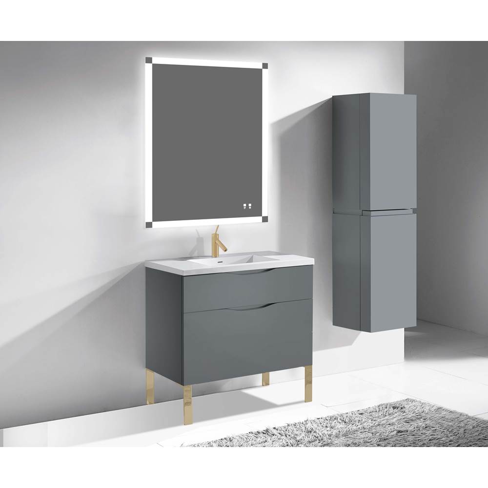 Madeli - Madeli Milano 42'' Free Standing Vanity Cabinet Studio Grey/HW: Satin Brass(SB) - Studio Gray With Satin Brass
