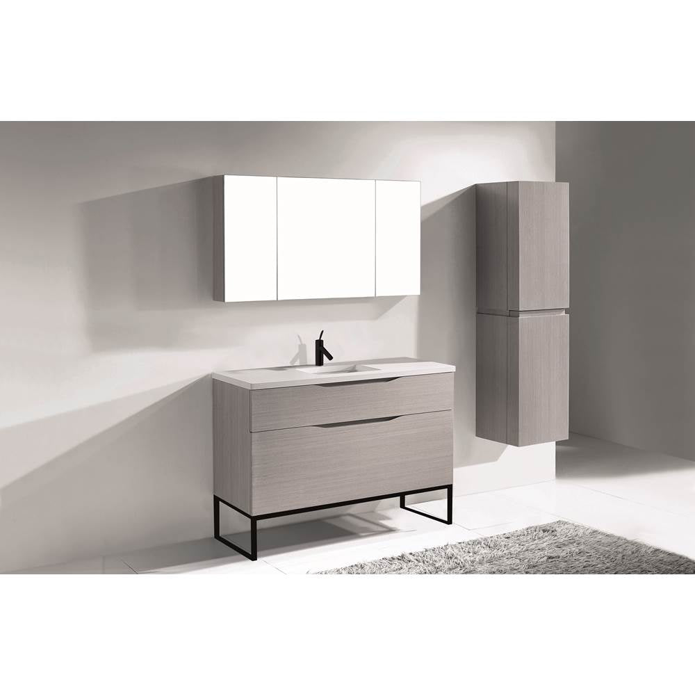 Madeli - Madeli Milano 48C'' Free Standing Vanity Cabinet Ash Grey/HW: Matte Black(MB) - Ash Gray With Matte Black