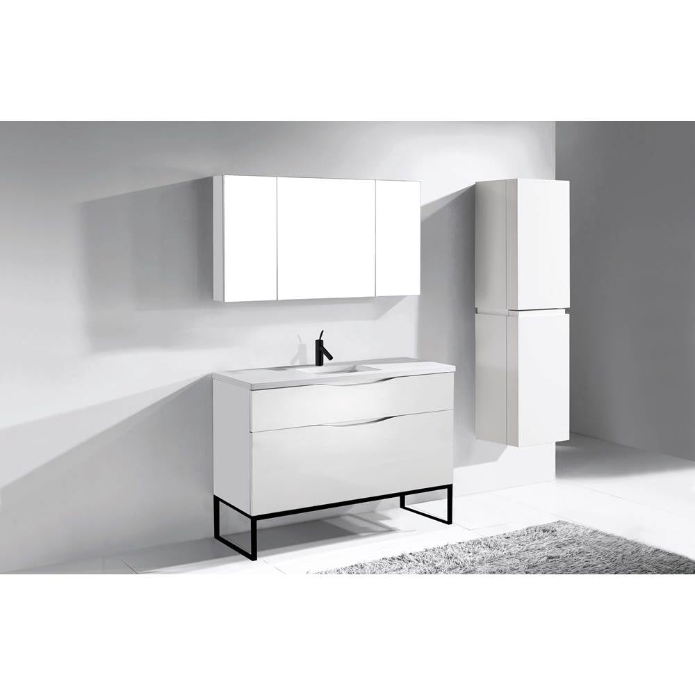 Madeli - Madeli Milano 48C'' Free Standing Vanity Cabinet White/HW: Matte Black(MB) - White With Matte Black