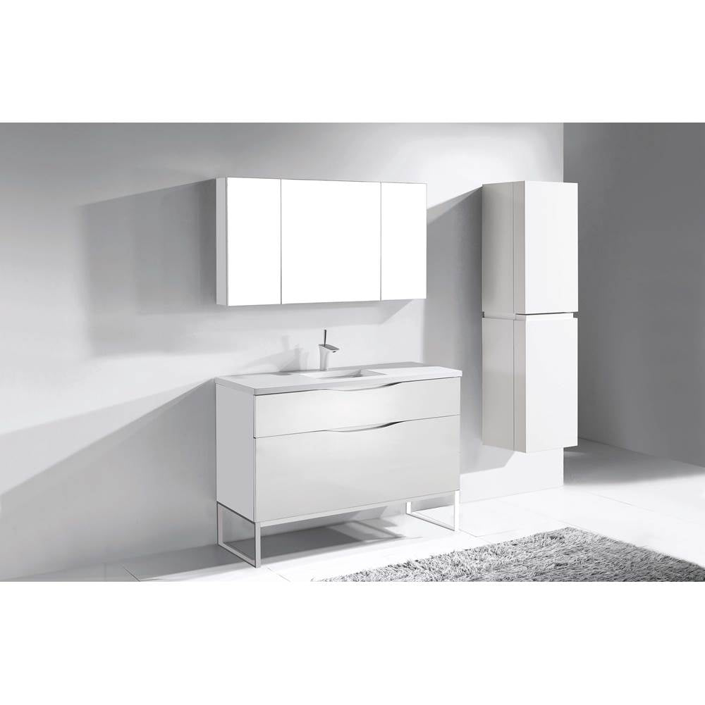 Madeli - Madeli Milano 48C'' Free Standing Vanity Cabinet White/HW: Polished Nickel(PN) - White With Polished Nickel
