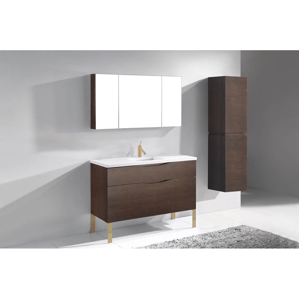 Madeli - Madeli Milano 48C'' Free Standing Vanity Cabinet Walnut/HW: Satin Brass(SB) - Walnut With Satin Brass