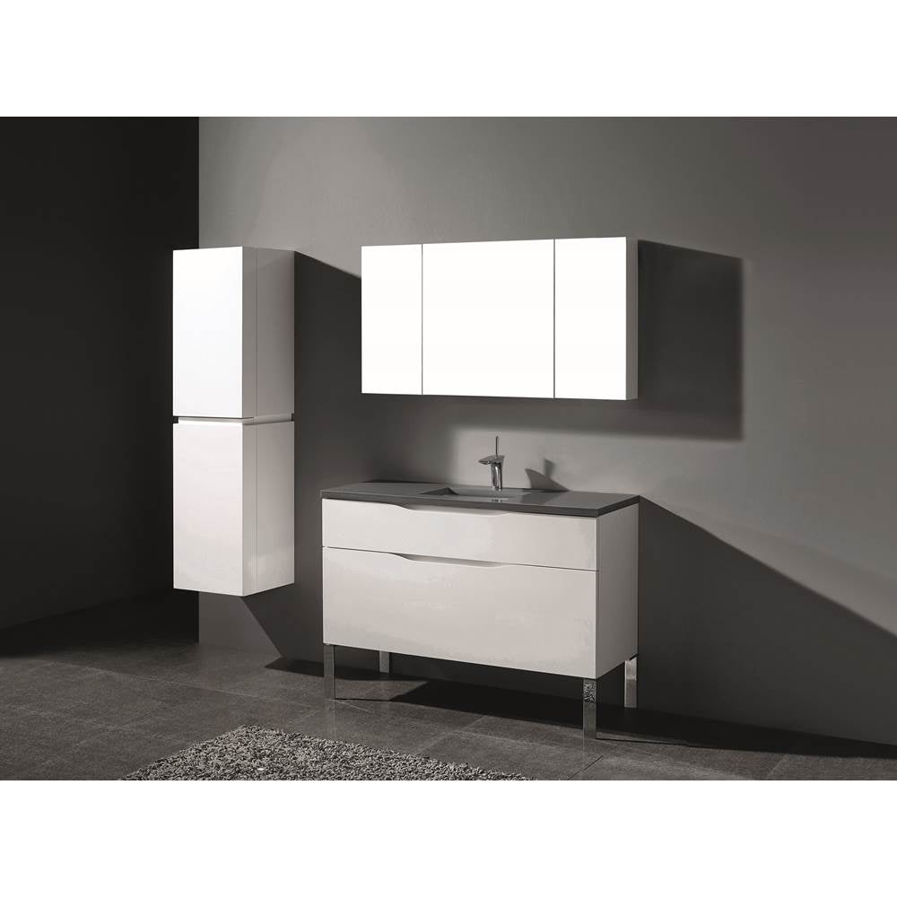 Madeli - Madeli Milano 48C'' Free Standing Vanity Cabinet White/HW: Matte Black(MB) - White With Matte Black