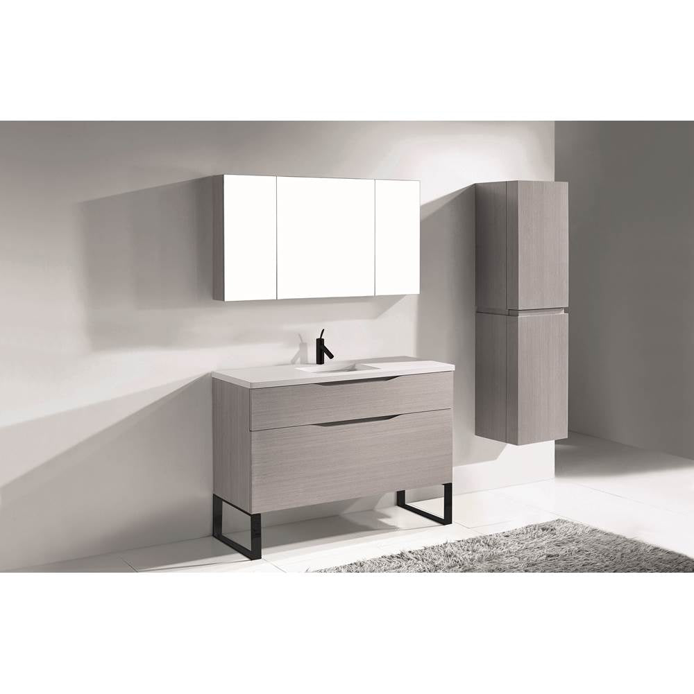 Madeli - Madeli Milano 48C'' Free Standing Vanity Cabinet Ash Grey/HW: Matte Black(MB) - Ash Gray With Matte Black
