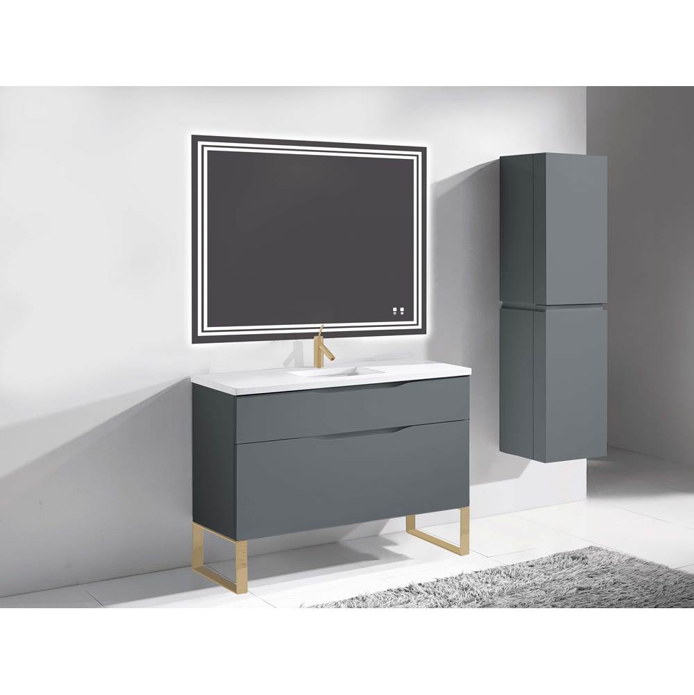 Madeli - Madeli Milano 48C'' Free Standing Vanity Cabinet Studio Grey/HW: Satin Brass(SB) - Studio Gray With Satin Brass