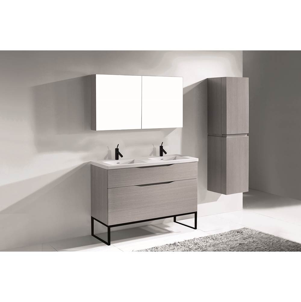 Madeli - Madeli Milano 48D'' Free Standing Vanity Cabinet Ash Grey/HW: Matte Black(MB) - Ash Gray With Matte Black