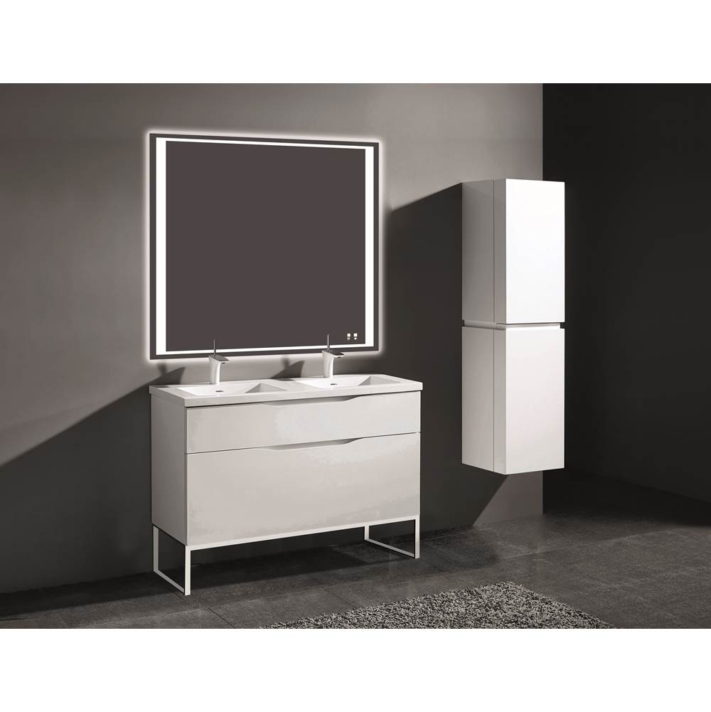 Madeli - Madeli Milano 48D'' Free Standing Vanity Cabinet White/HW: Brushed Nickel(BN) - White With Brushed Nickel