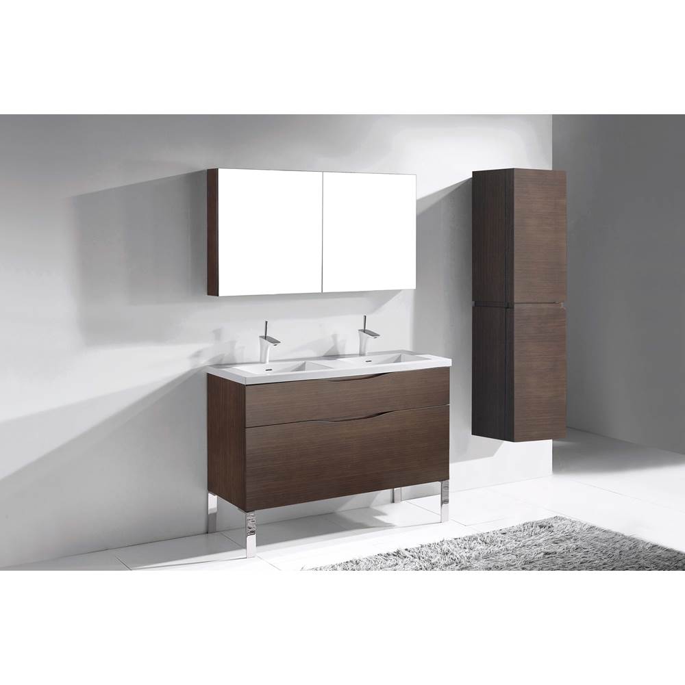 Madeli - Madeli Milano 48D'' Free Standing Vanity Cabinet Walnut/HW: Polished Chrome(PC) - Walnut With Polished Chrome