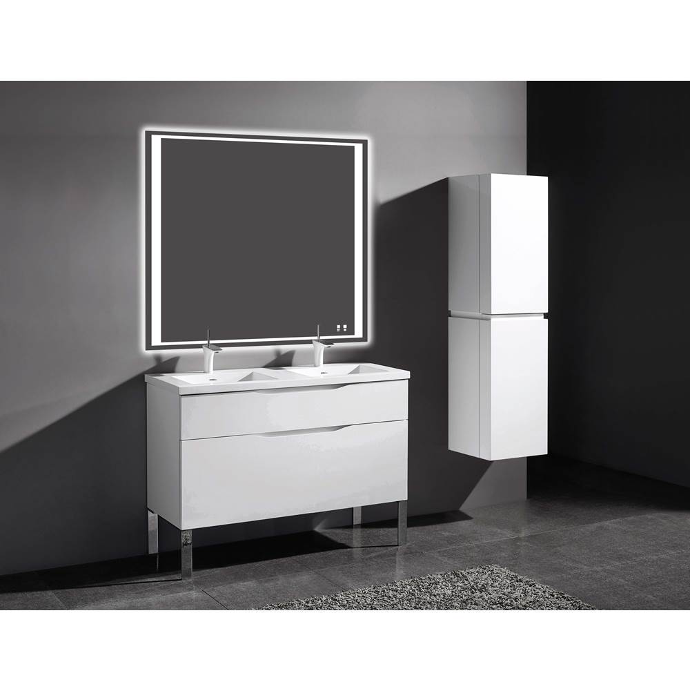Madeli - Madeli Milano 48D'' Free Standing Vanity Cabinet White/HW: Polished Chrome(PC) - White With Polished Chrome
