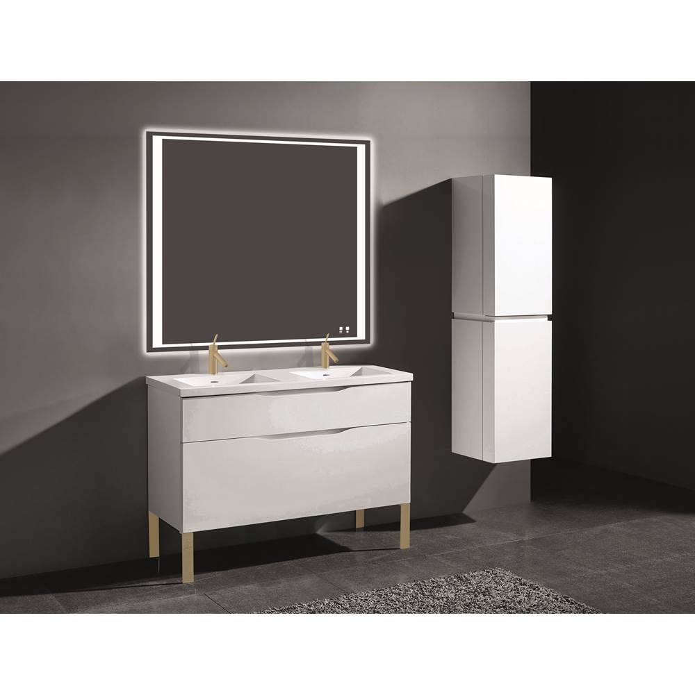 Madeli - Madeli Milano 48D'' Free Standing Vanity Cabinet White/HW: Satin Brass(SB) - White With Satin Brass