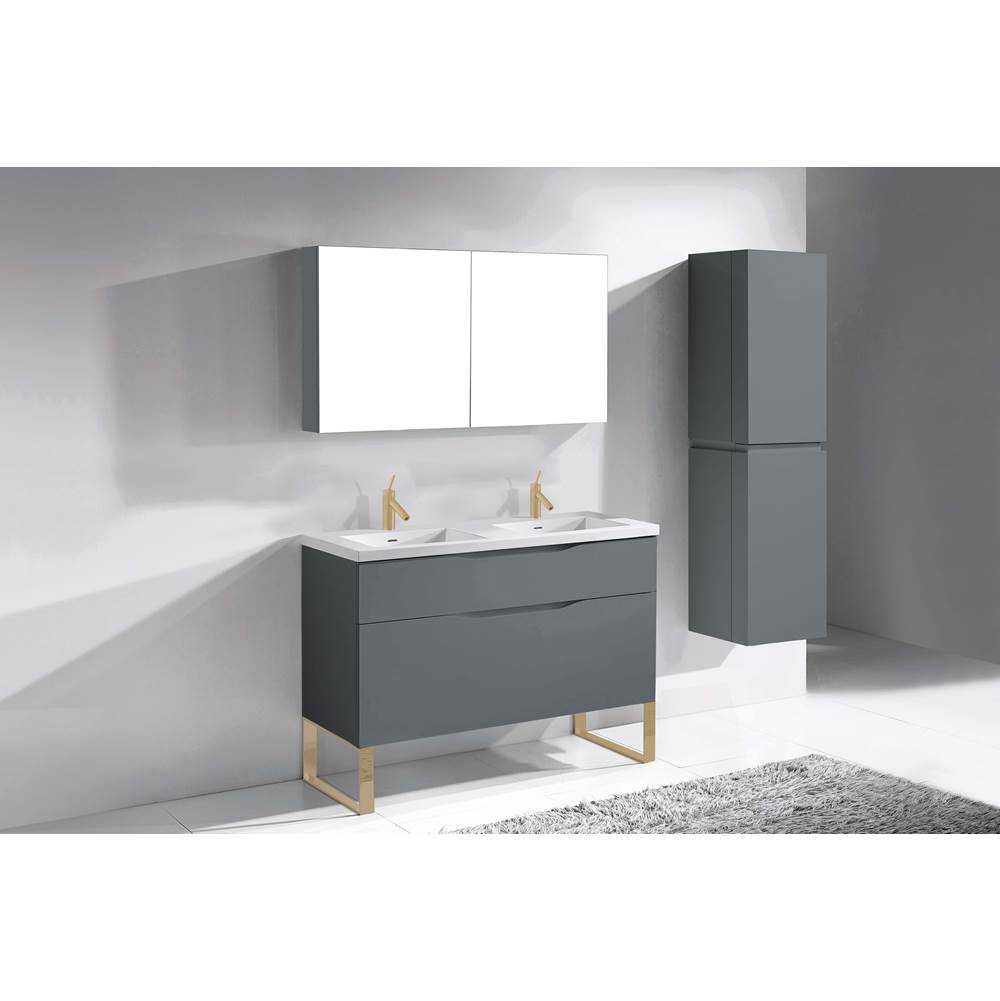 Madeli - Madeli Milano 48D'' Free Standing Vanity Cabinet Studio Grey/HW: Satin Brass(SB) - Studio Gray With Satin Brass