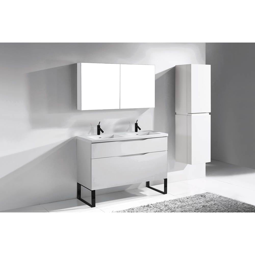 Madeli - Madeli Milano 48D'' Free Standing Vanity Cabinet White/HW: Matte Black(MB) - White With Matte Black