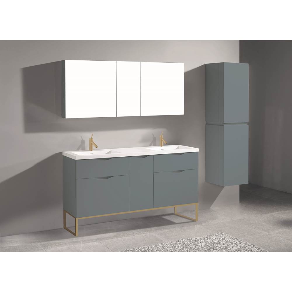 Madeli - Madeli Milano 60D'' Free Standing Vanity Cabinet Studio Grey/HW: Satin Brass(SB) - Studio Gray With Satin Brass