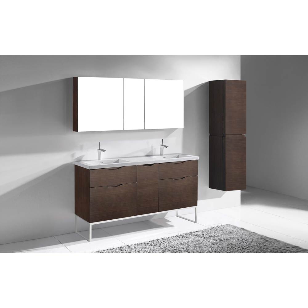 Madeli - Madeli Milano 60D'' Free Standing Vanity Cabinet Walnut/HW: Polished Nickel(PN) - Walnut With Polished Nickel