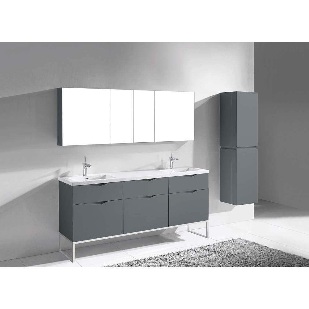 Madeli - Madeli Milano 72'' Free Standing Vanity Cabinet Studio Grey/HW: Brushed Nickel(BN) - Studio Gray With Brushed Nickel