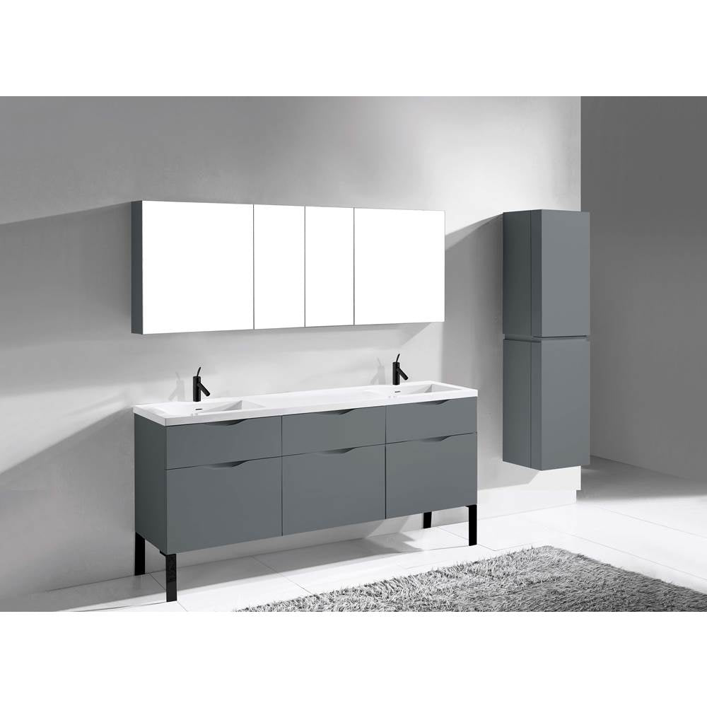 Madeli - Madeli Milano 72'' Free Standing Vanity Cabinet Studio Grey/HW: Matte Black(MB) - Studio Gray With Matte Black