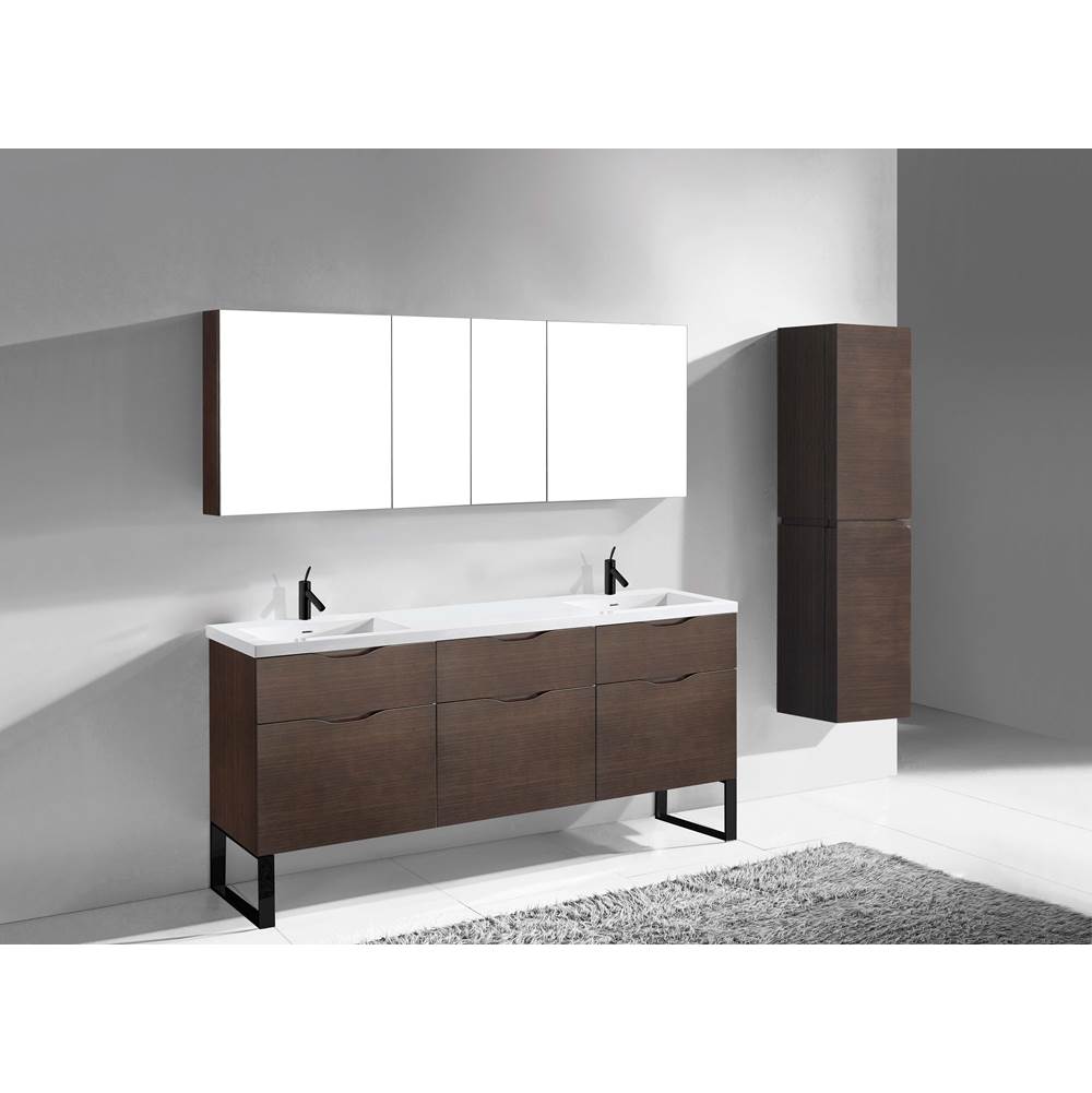 Madeli - Madeli Milano 72'' Free Standing Vanity Cabinet Walnut/HW: Matte Black(MB) - Walnut With Matte Black