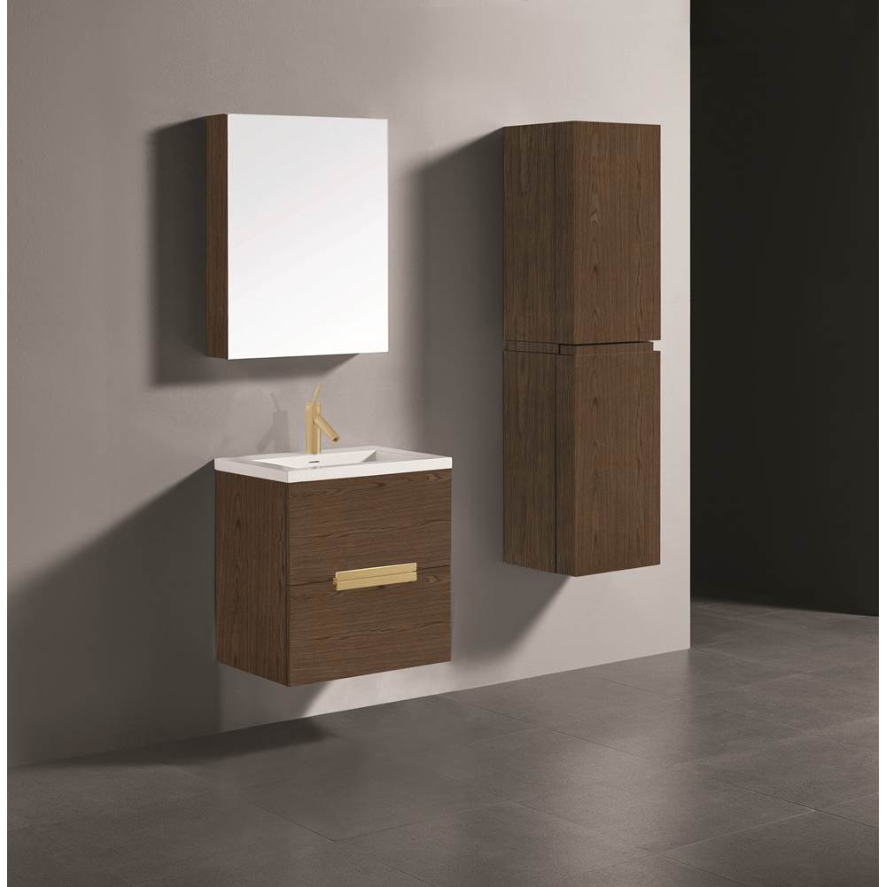 Madeli - Madeli Urban 24'' Wall hung Vanity Cabinet in Brandy Finish/HW: Satin Brass(SB) - Brandy With Satin Brass