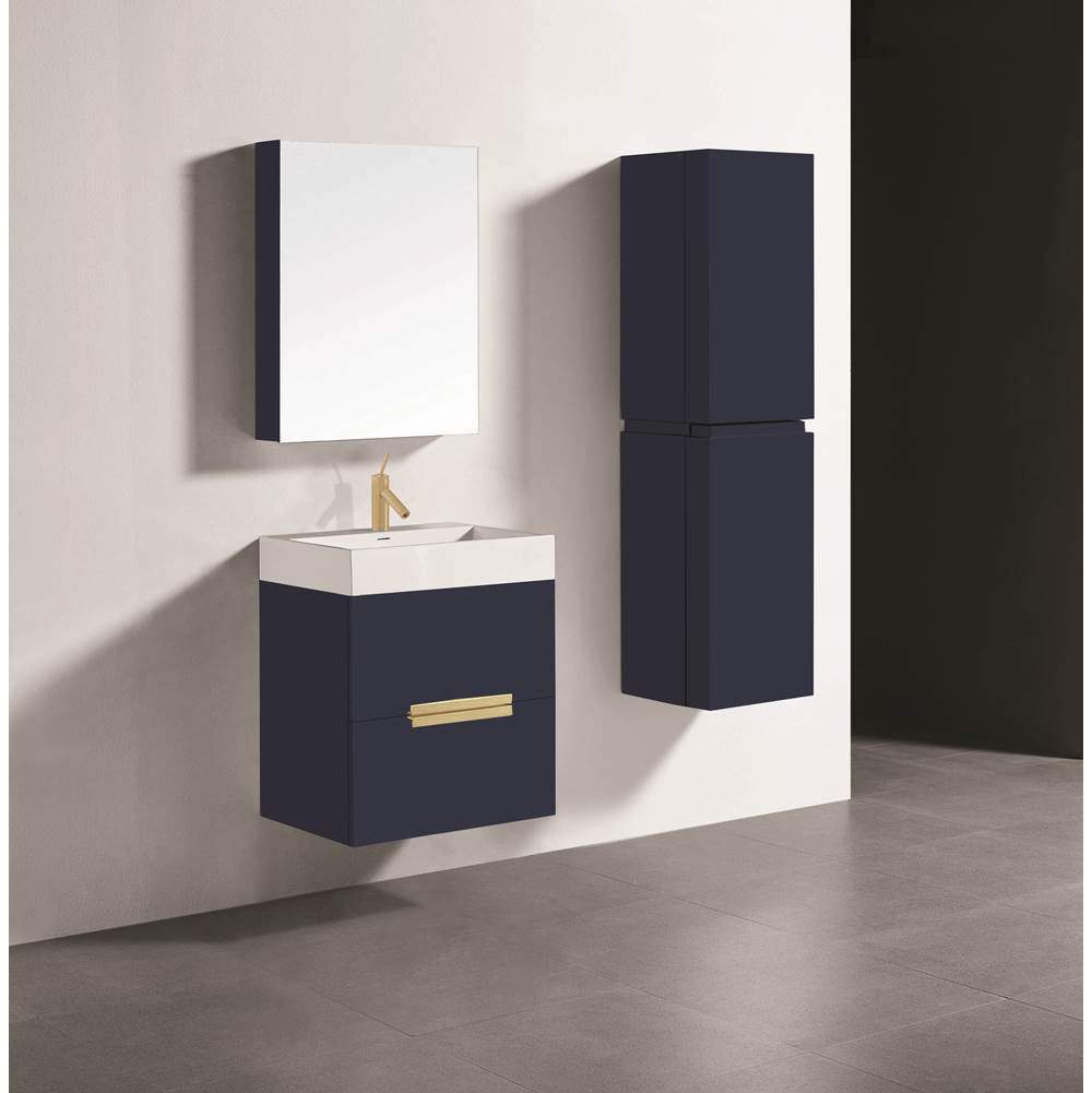 Madeli - Madeli Urban 24'' Wall hung Vanity Cabinet in Sapphire Finish/HW: Satin Brass(SB) - Sapphire With Satin Brass