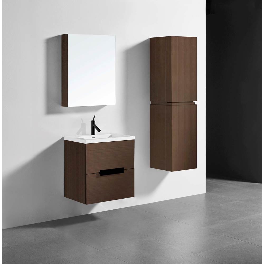 Madeli - Madeli Urban 24'' Wall hung Vanity Cabinet in Walnut Finish/HW: Matte Black(MB) - Walnut With Matte Black