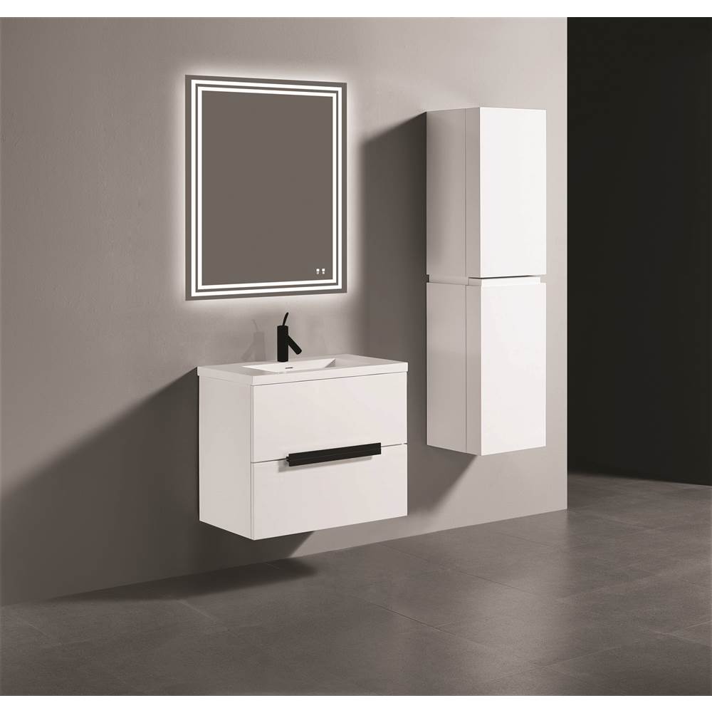 Madeli - Madeli Urban 30'' Wall hung Vanity Cabinet in White Finish/HW: Matte Black(MB) - White With Matte Black