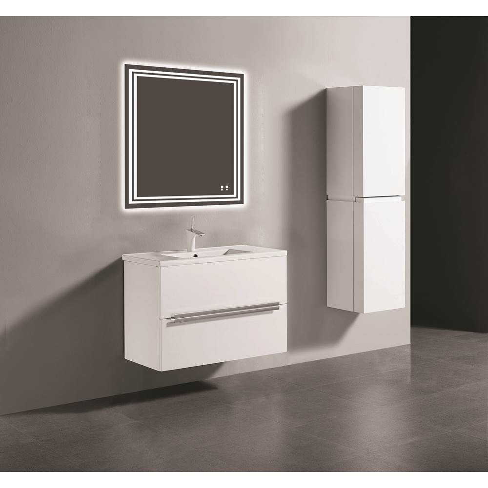 Madeli - Madeli Urban 36'' Wall hung Vanity Cabinet in White Finish/HW: Polished Nickel(PN) - White With Polished Nickel