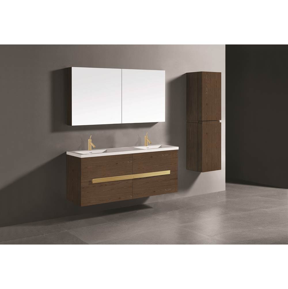 Madeli - Madeli Urban 60D'' Wall hung Vanity Cabinet in Brandy Finish/HW: Polished Chrome(PC) - Brandy With Polished Chrome