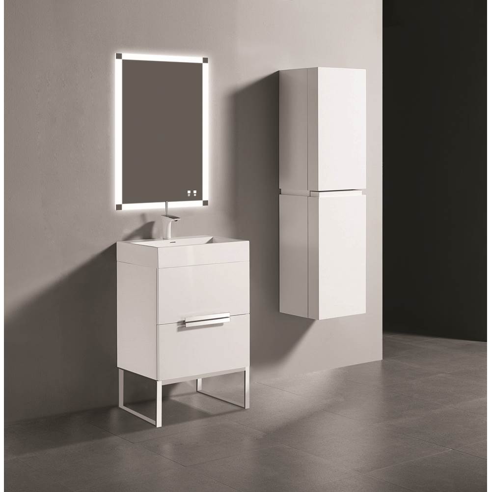 Madeli - Madeli Soho 24'' Free standing Vanity Cabinet in White/HW: Polished Chrome(PC) - White With Polished Chrome