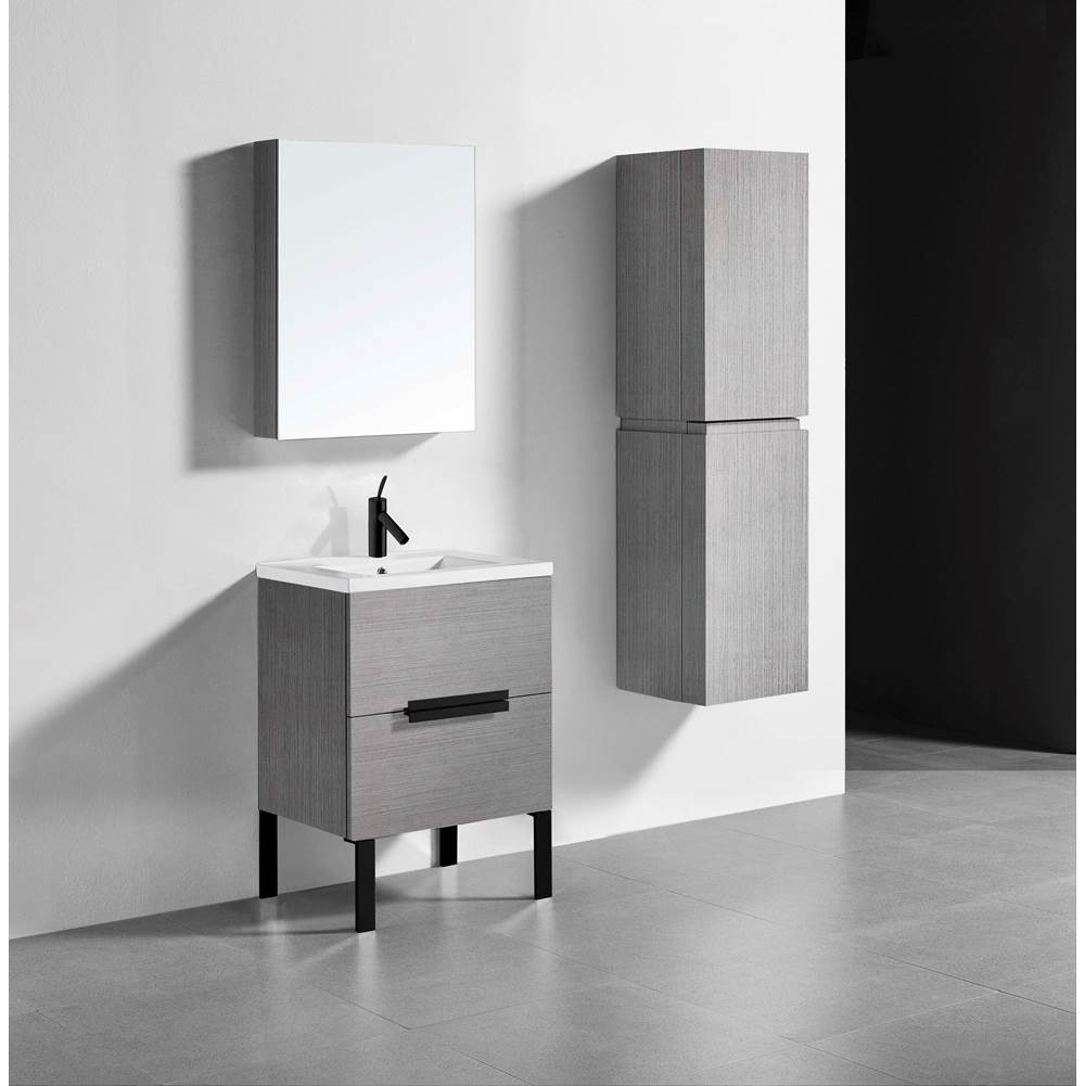 Madeli - Madeli Soho 24'' Free standing Vanity Cabinet in Ash Grey/HW: Matte Black(MB) - Ash Gray With Matte Black
