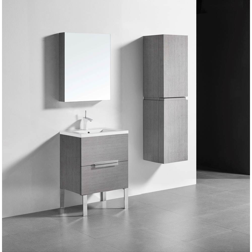 Madeli - Madeli Soho 24'' Free standing Vanity Cabinet in Ash Grey/HW: Polished Chrome(PC) - Ash Gray With Polished Chrome